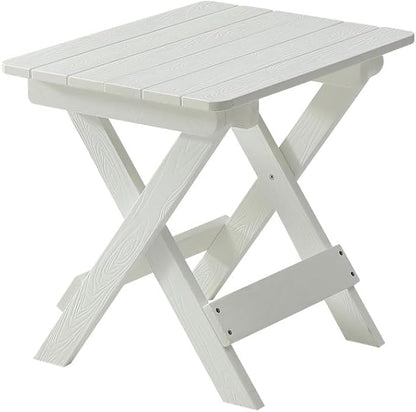 Outdoor Bistro Set Foldable Small Table and Chair Set,with 2 Chairs and Rectangular Table (White + HDPE)