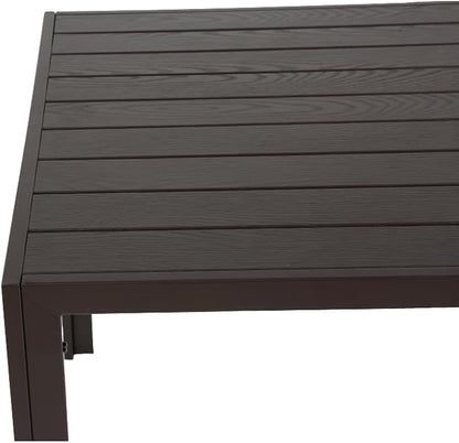 7-Piece Patio Dining Set with Rectangle Table and 6 Stackable Textilene Chairs, Outdoor Furniture for Garden Backyard Deck in Brown