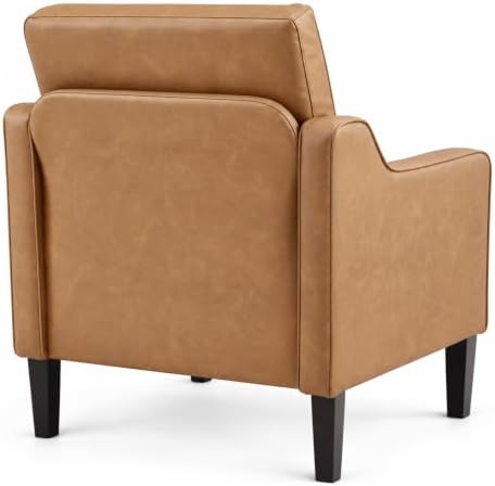 VINGLI Accent Chair, Faux Leather PU Armchair for Living Room, Brown
