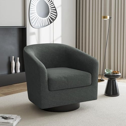 Swivel Accent Chair, Chenille Barrel Club Chair, Gray