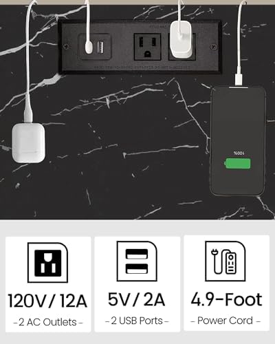 TUTOTAK End Table with Charging Station, Side Table, Nightstand