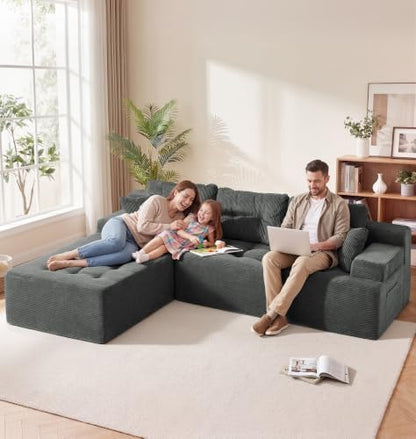 Fond&Found Modular Sectional Sofa Boneless Cloud Couch with Corduroy Cover