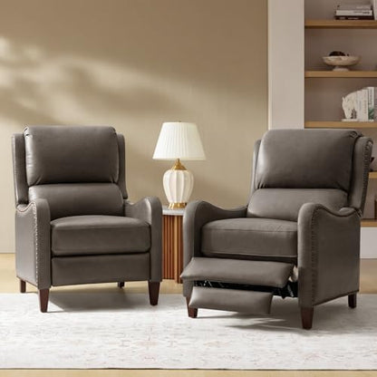 HULALA HOME Genuine Leather Recliner Chair Set of 2, Cocoa