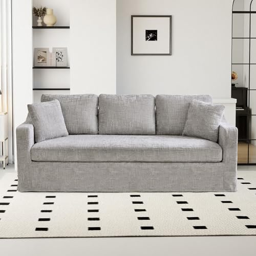 Chifee & Vingol 83" 3 Seater Sofa Couch for Living Room Deep Seat Cozy Sofas Modern Upholstered Sofa with Removable Cover,Gray
