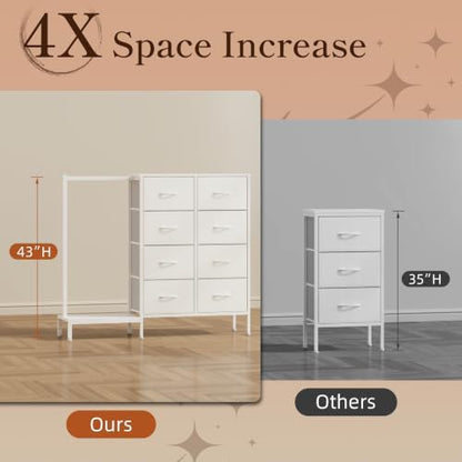 Dresser with Hanging Rack with 8 Drawers, 50''W Closet