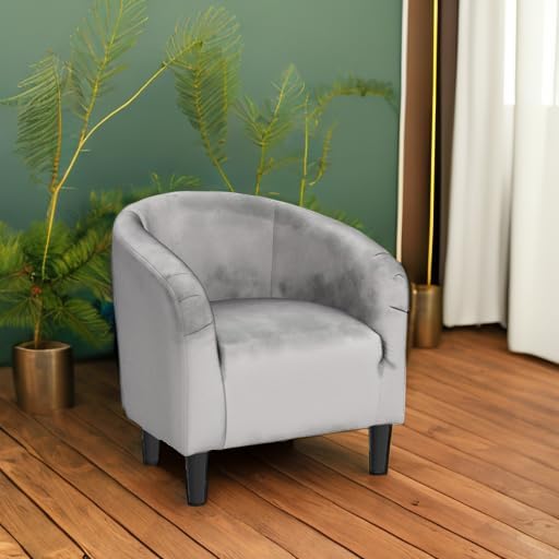 Topeakmart Velvet Accent Chair, Comfy and Modern Velvet Club Chair with Armrest and Sturdy Legs for Living Room/Bedroom Study, Set of 2, Grey