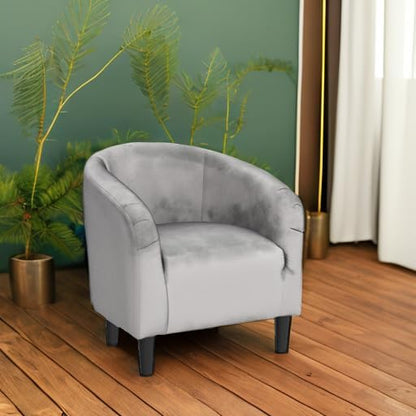Topeakmart Velvet Accent Chair, Comfy and Modern Velvet Club Chair with Armrest and Sturdy Legs for Living Room/Bedroom Study, Set of 2, Grey