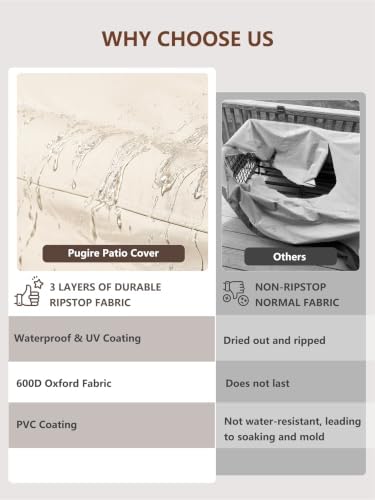Rileytee Patio Furniture Set Covers Waterproof 4Pcs,Beige & Brown,Large
