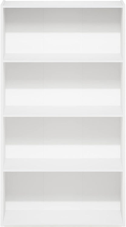 Furinno PASIR Book Shelf, 4-Tier Bookshelf, Bookcase with Open Shelf, 9.4 x 23.6 x 41.7, for Living Room, Bedroom, Home Office, White