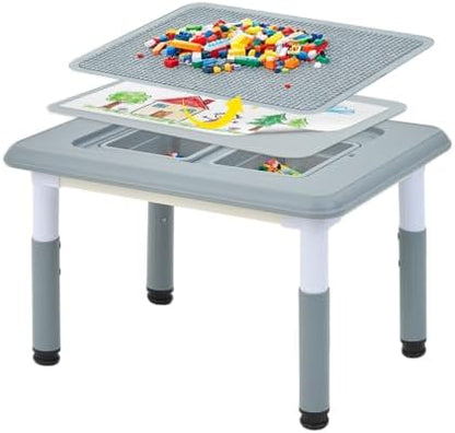 FUNLIO Kids Activity Table, Height Adjustable with Storage, Grey