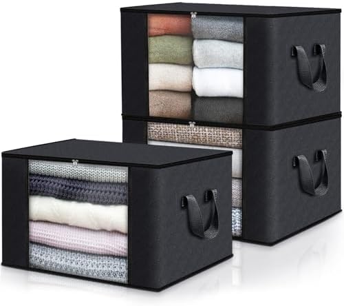 3 Pack Storage Bags for Clothes Blanket Storage Bins with Lids