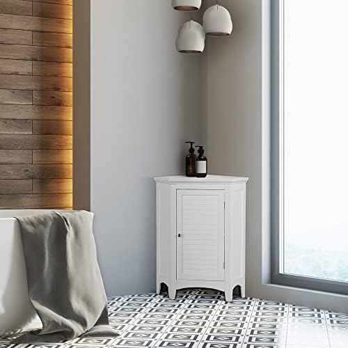 Teamson Home Glancy Corner Freestanding Floor Cabinet, White