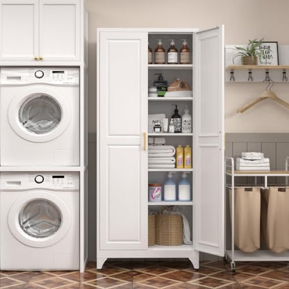 Steeloong 75”Metal Pantry Storage Cabinet with Doors & 5 Adjustable Shelves