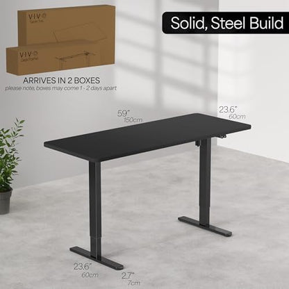 VIVO Electric Standing Desk, Smooth 3-Piece 60" x 24" Light Wood Top