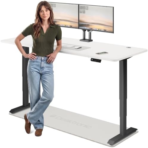 Desktronic HomePro Standing Desk 80x30 — Made in Europe, Ergonomic Sit Stand Home Office Desk, Electric Height Adjustable, Dual Motor, USB & USB-C Charging, Wobble-Free, Touchscreen, 3 Memory Presets