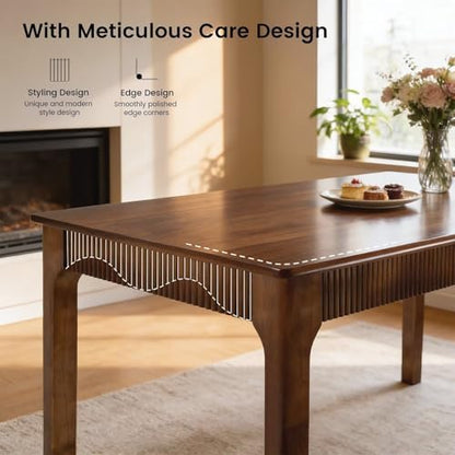 47" Solid Wood Dining Room Table, Rectangular Kitchen Real Wooden Table