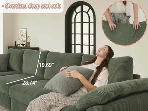 EASE MOOSE Oversized Sectional Modular Deep Seat Green Sectional Couch