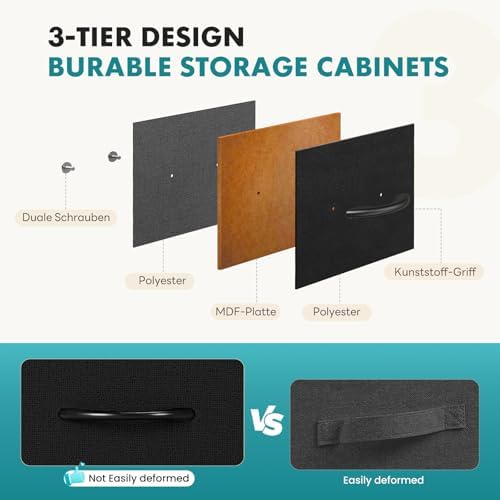 OLIXIS 9 Drawer Fabric Dresser for Bedroom, Black Chest of Drawer Organizer