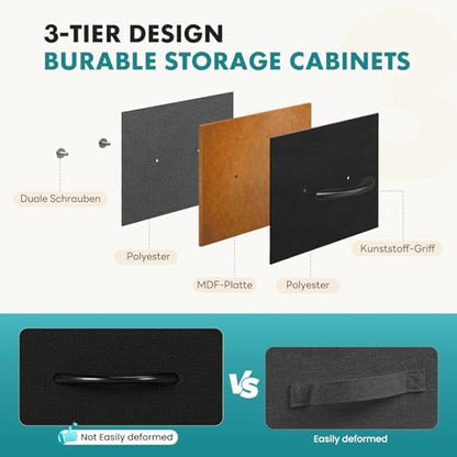 OLIXIS 9 Drawer Fabric Dresser for Bedroom, Black Chest of Drawer Organizer