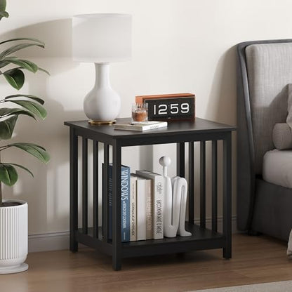 Large End Tables Living Room with 2-Tier Storage Shelf