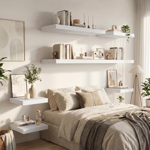 Deep Floating Shelves 60x12” Set of 1, White