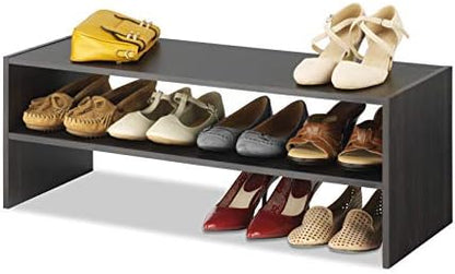 Whitmor Stackable 2-Tier Shoe Shelf, 31 inch, Espresso