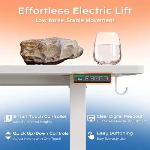 Huuger 63 x 55 Inch L Shaped Standing Desk with Power Outlets
