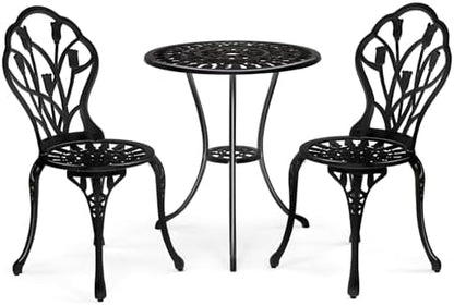 lapday Outdoor Patio Set with 1 Table & 2 Chairs,for Living Room,Dining Room,Bedroom,Study(23.6 "x 23.6"x 26"). (Black)