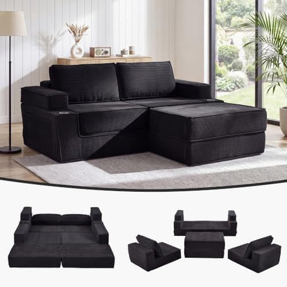 JJJ 75" Convertible Sofa Bed Couch Boneless Loveseat for Living Room