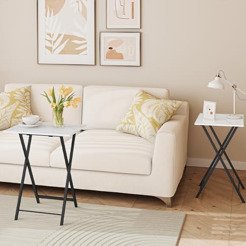 HOOBRO Folding TV Tray Tables, Set of 2 Stable Snack Table for Small Space