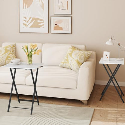 HOOBRO Folding TV Tray Tables, Set of 2 Stable Snack Table for Small Space