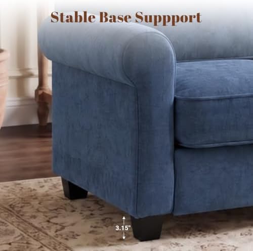 Kingfun Chenille Armchair Sofa with Rolled Arms,Blue