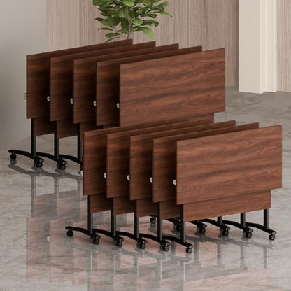 Folding Conference Room Tables, Modular Seminar Conference Table Modern Flip Top Training Meeting Tables, Conference Room Table with Wheels for Home Office Classr, 10 Pack 63inch