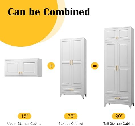SteeLoong 90" Metal Storage Cabinet with Doors and 3 Adjustable Shelves