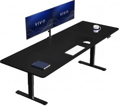 VIVO Electric Standing Desk, Smooth 3-Piece 83" x 30" Black Top