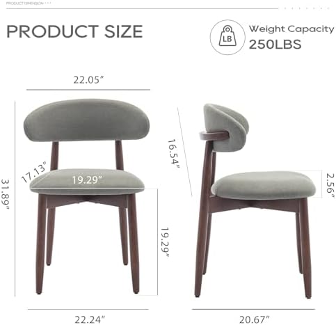 MALOL Dining Chairs Set of 2, Upholstered Wooden Kitchen Chairs, Green