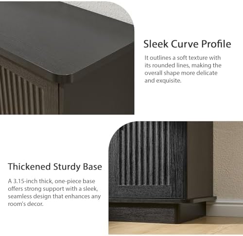 Okvnbjk Modern Sideboard Buffet Cabinet with Storage, Black