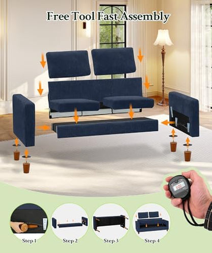 Welzona 70.2" Couches for living room, Comfy Corduroy Couch Set, Sofa Set