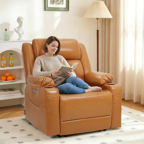 EONIX Zero Clearance Wall Hugger Power Recliner for Small Spaces, Orange