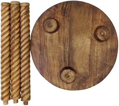 COTTON CRAFT Solid Wood End Table - 18 Inch Round Natural Hand Carved Table
