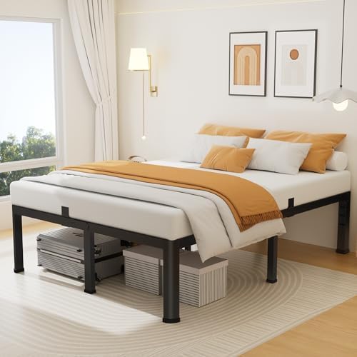 Superay 12 Inch Queen Metal Bed Frame with Rounded Leg, Mattress Stopper