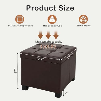 CAROLMADE 17.7" Square Storage Ottoman with Coffee Table
