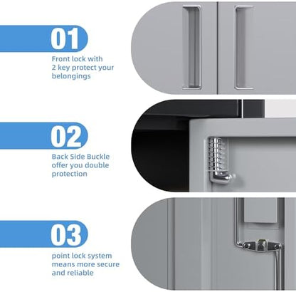 71"H Metal Garage Storage Cabinet,Black&Gray