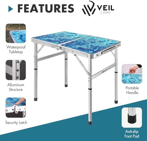 VILLEY Folding Camping Table 2FT, Portable Small Picnic Table