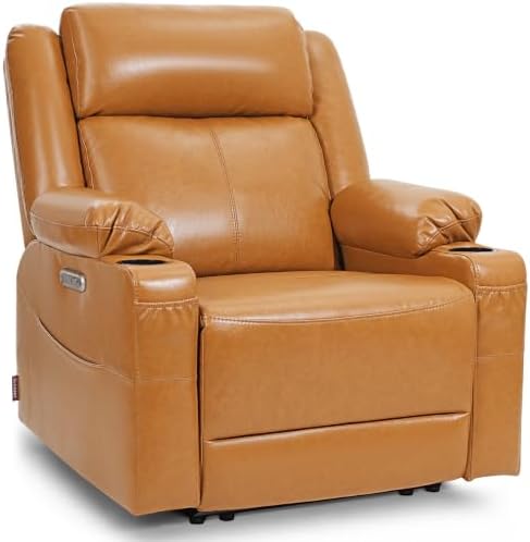 Eonix 24.8'' Wide Zero Clearance Wall Hugger Power Recliner, 5'7'', Orange