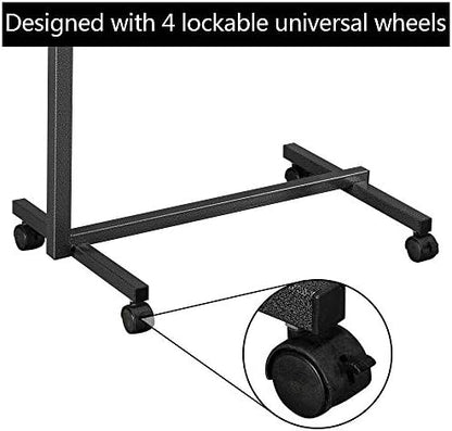 Angle and Height Adjustable Computer Laptop Desk，Lifting Mobile Rolling Cart， Multifunctional Movable Table Bedside Hospital Office Home Four-Wheel (deep Wood Grain, 26.5")