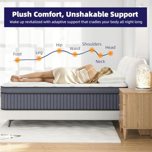 Twin Size Mattress, 12 Inch Hotel Level Hybrid Mattress in a Box, Medium