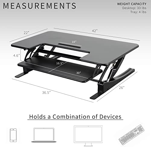 VIVO Dual Tier Standing Desk Converter, 42" Black Top