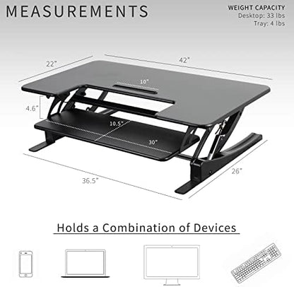 VIVO Dual Tier Standing Desk Converter, 42" Black Top