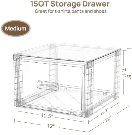Vtopmart 9 Pack Clear Stackable Storage Drawers 15QT